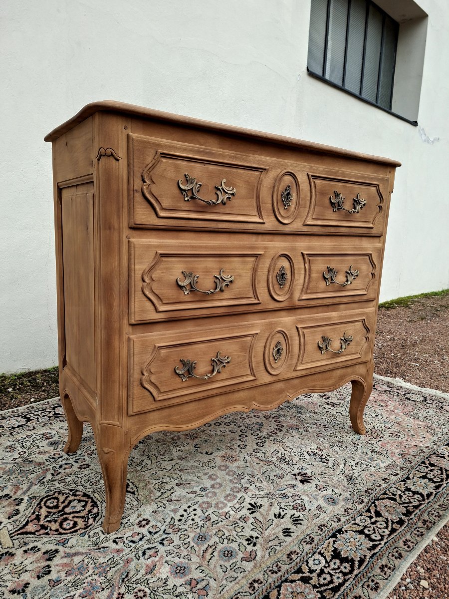 Antique Louis XV Style Chest Of Drawers, Stripped, With 3 Drawers -photo-2