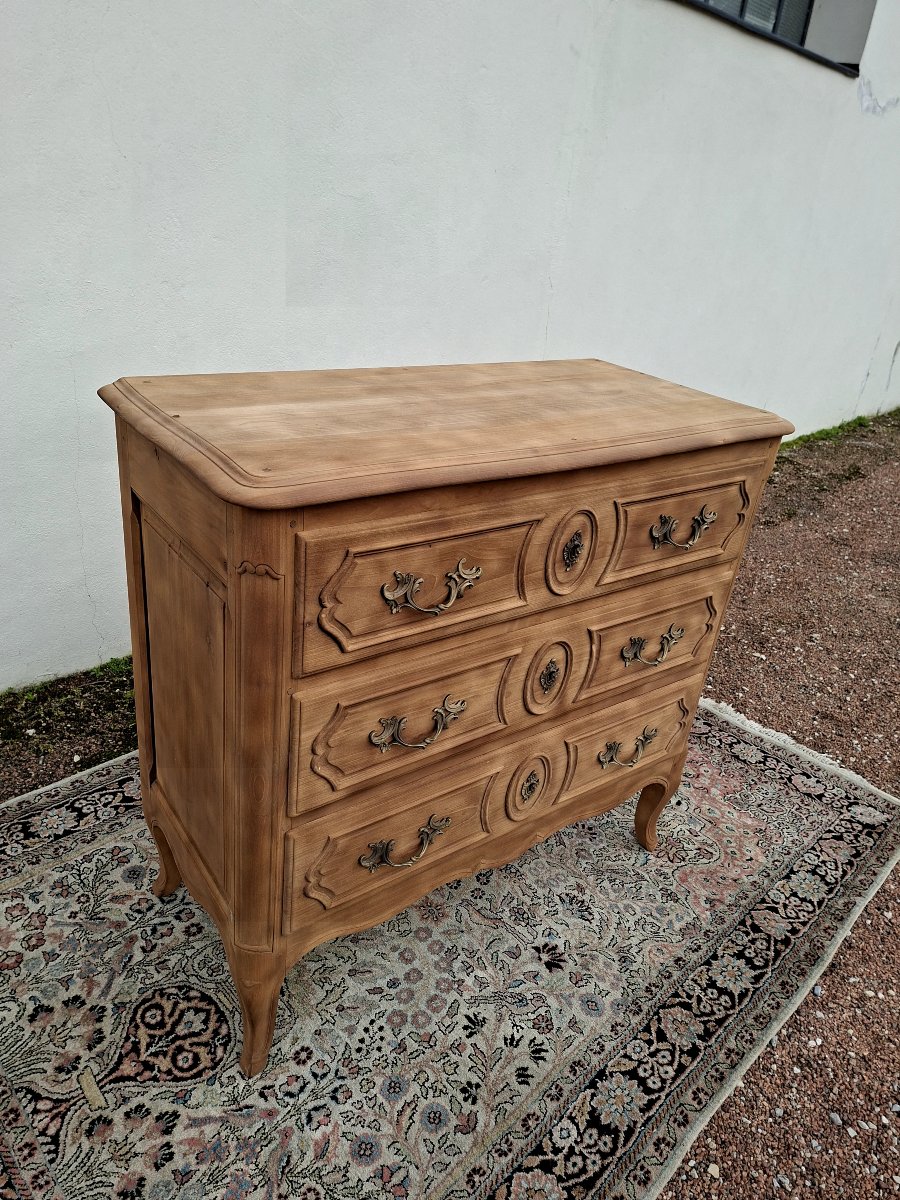 Antique Louis XV Style Chest Of Drawers, Stripped, With 3 Drawers -photo-4