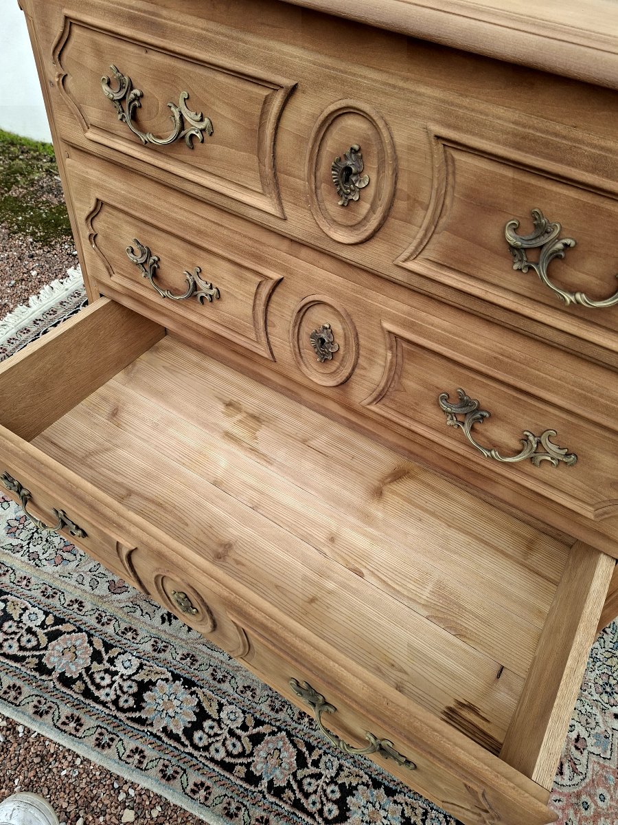 Antique Louis XV Style Chest Of Drawers, Stripped, With 3 Drawers -photo-4