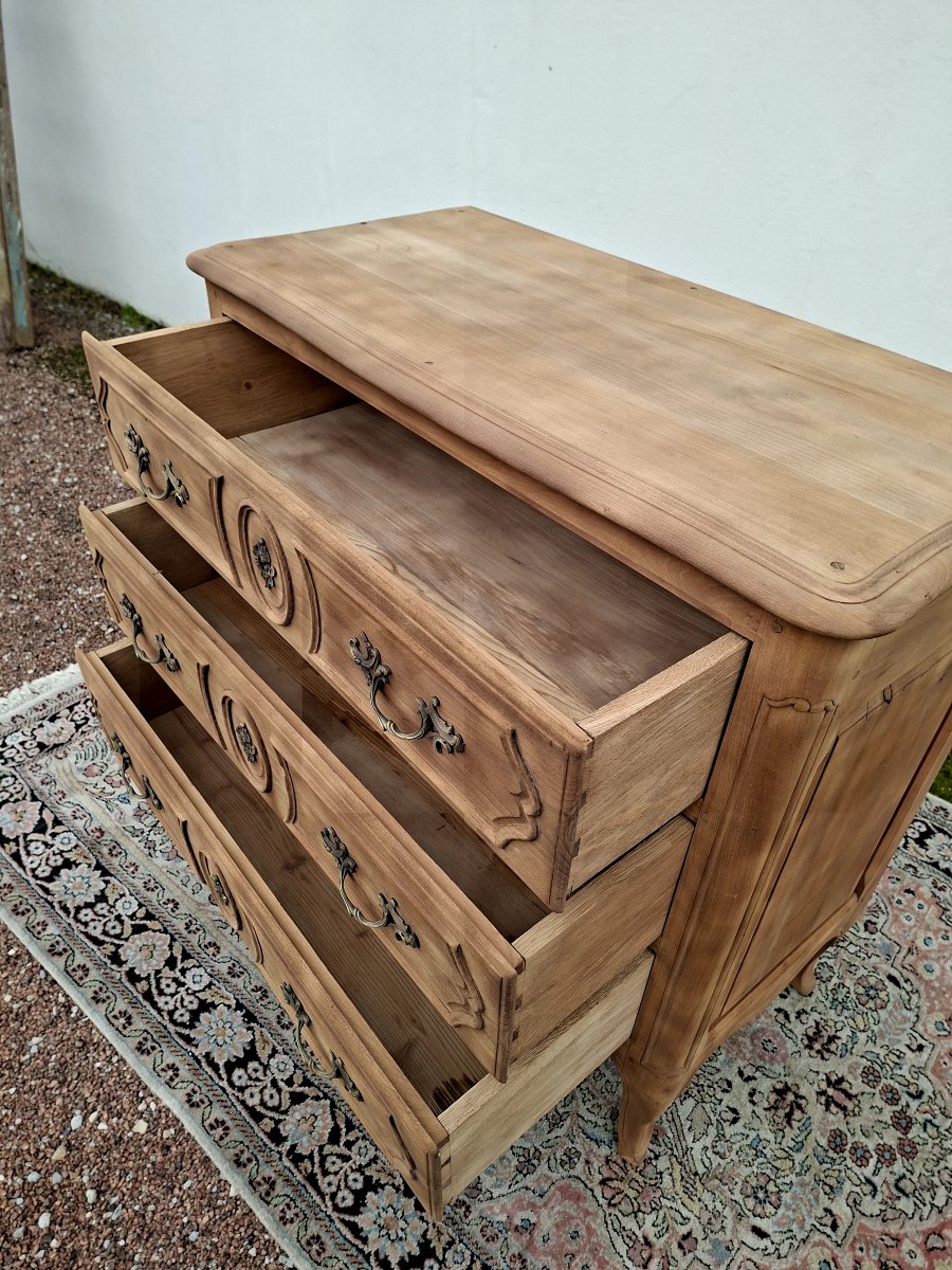 Antique Louis XV Style Chest Of Drawers, Stripped, With 3 Drawers -photo-6