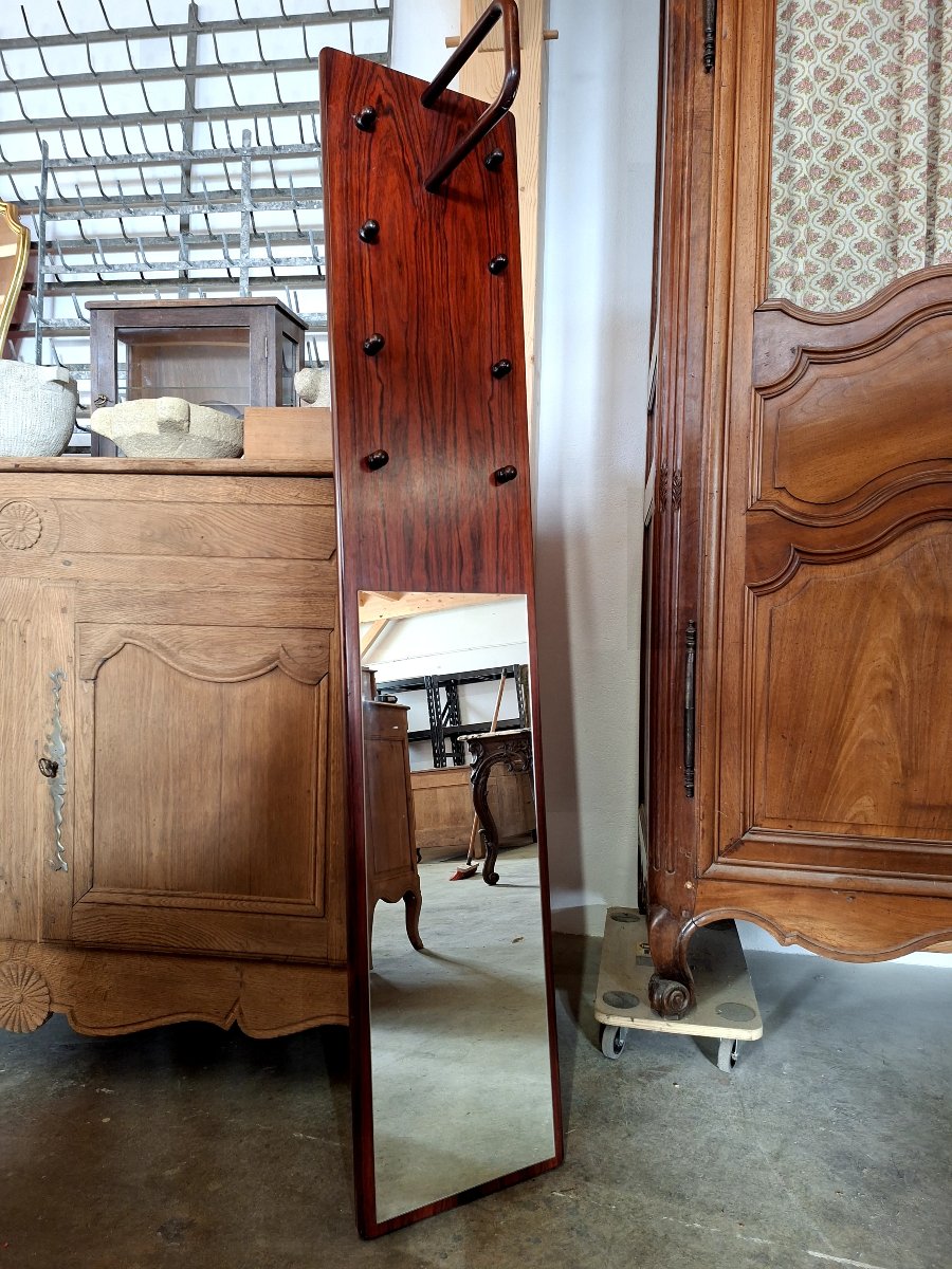Miroir porte manteau vintage en palissandre de Rio 1960s design -photo-2