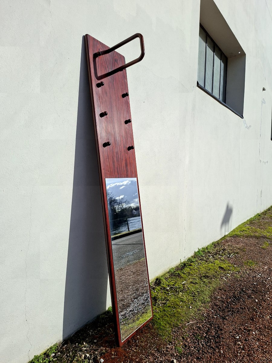 Miroir porte manteau vintage en palissandre de Rio 1960s design -photo-3