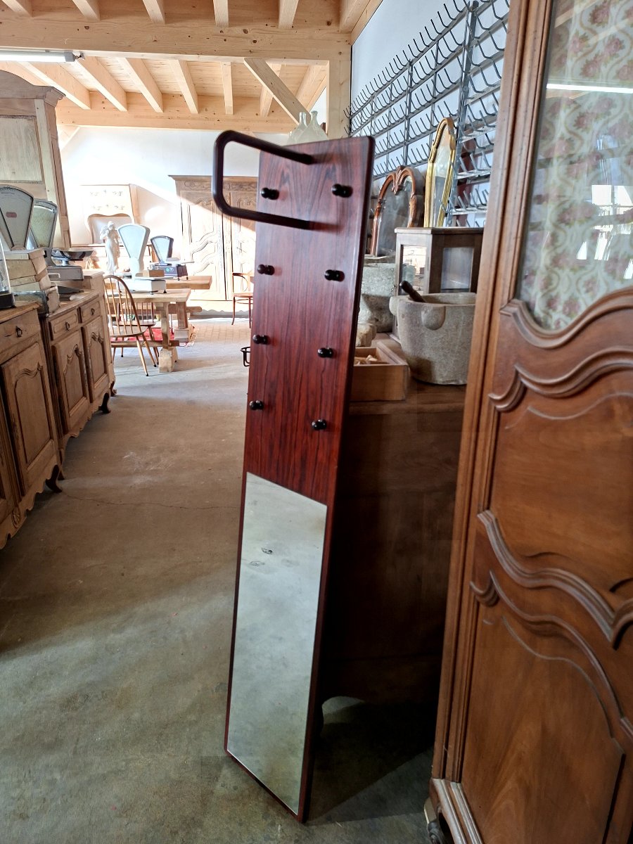 Miroir porte manteau vintage en palissandre de Rio 1960s design -photo-6