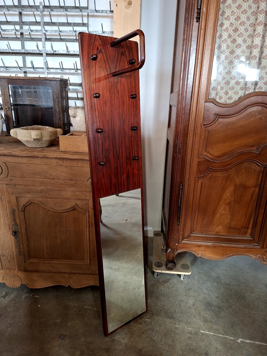 Miroir porte manteau vintage en palissandre de Rio 1960s design 