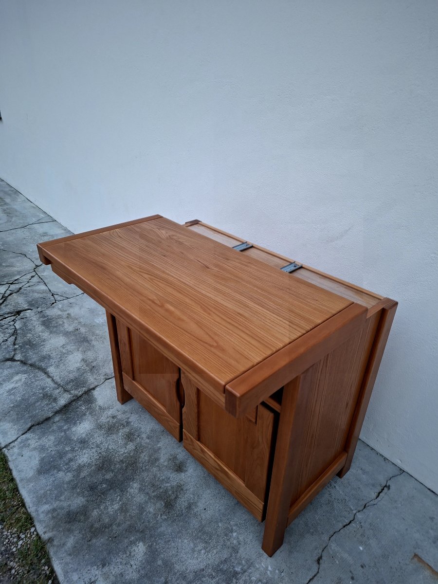 Meuble buffet TV Maison Regain en Orme massif vintage -photo-3