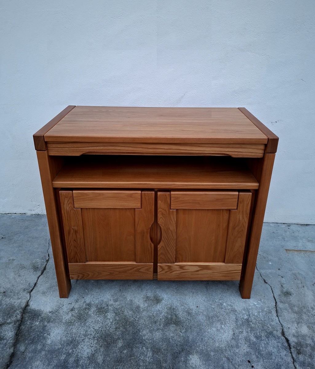 Meuble buffet TV Maison Regain en Orme massif vintage 