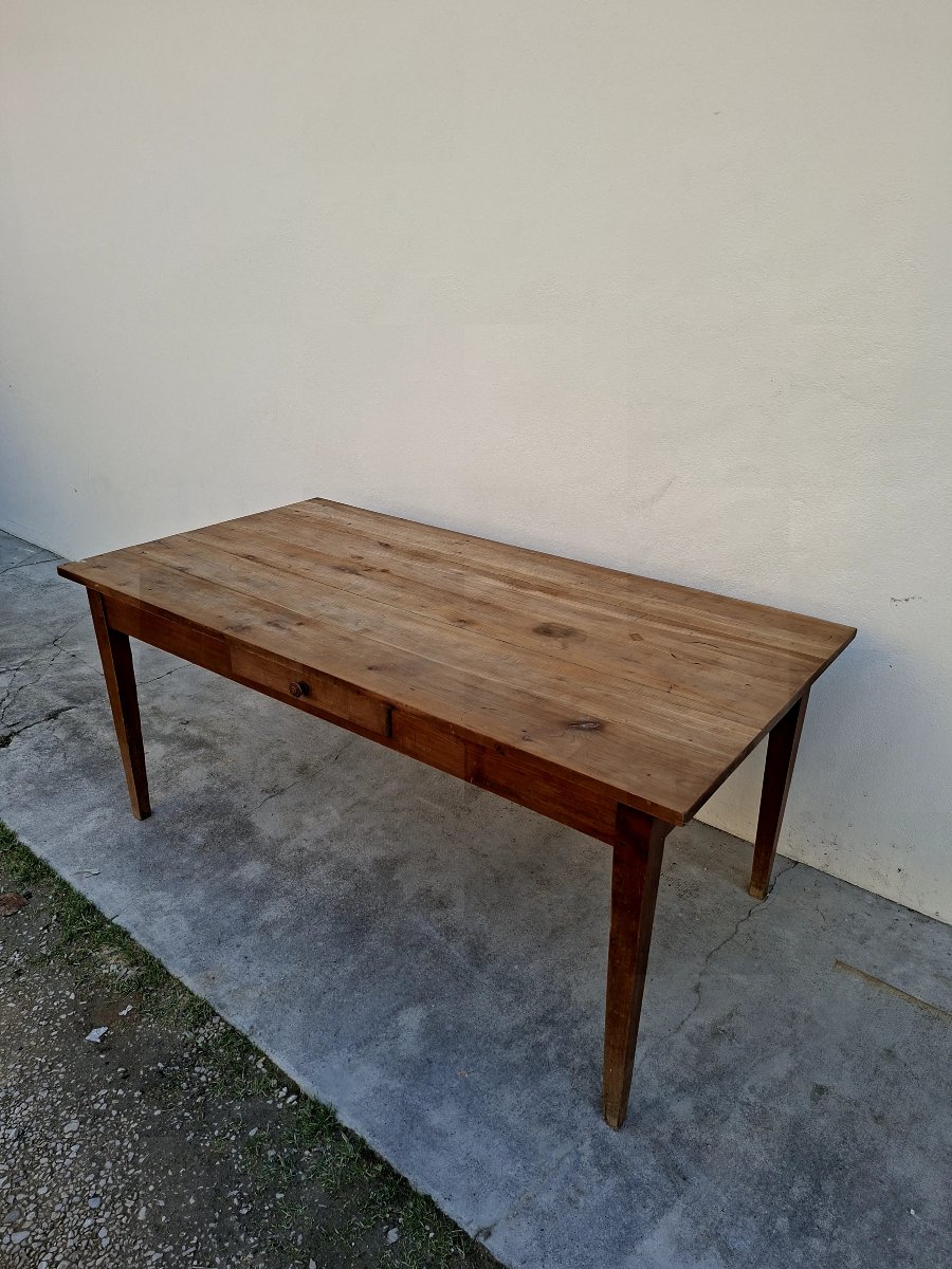 Antique Rustic Farmhouse Table, Made In The 1900s From Fruitwood -photo-4