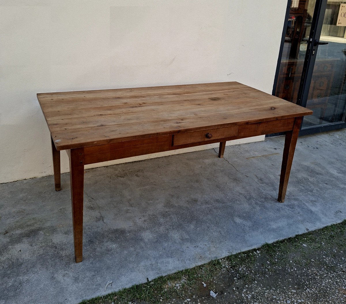 Antique Rustic Farmhouse Table, Made In The 1900s From Fruitwood 