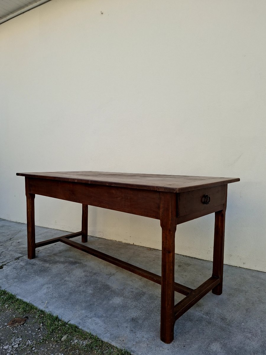 Antique Rustic Monastery Farm Table, 19th Century, Made Of Walnut -photo-3