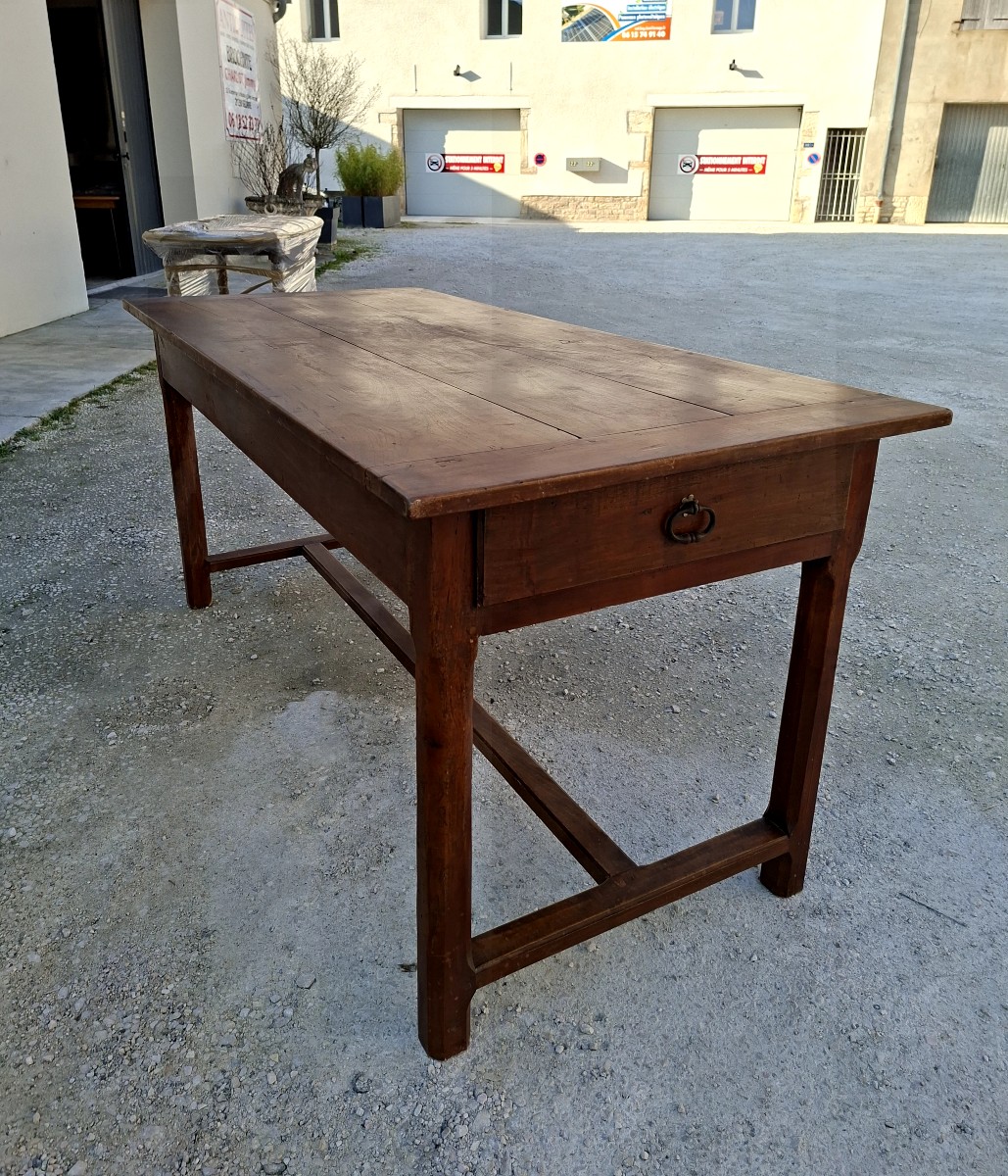 Antique Rustic Monastery Farm Table, 19th Century, Made Of Walnut 