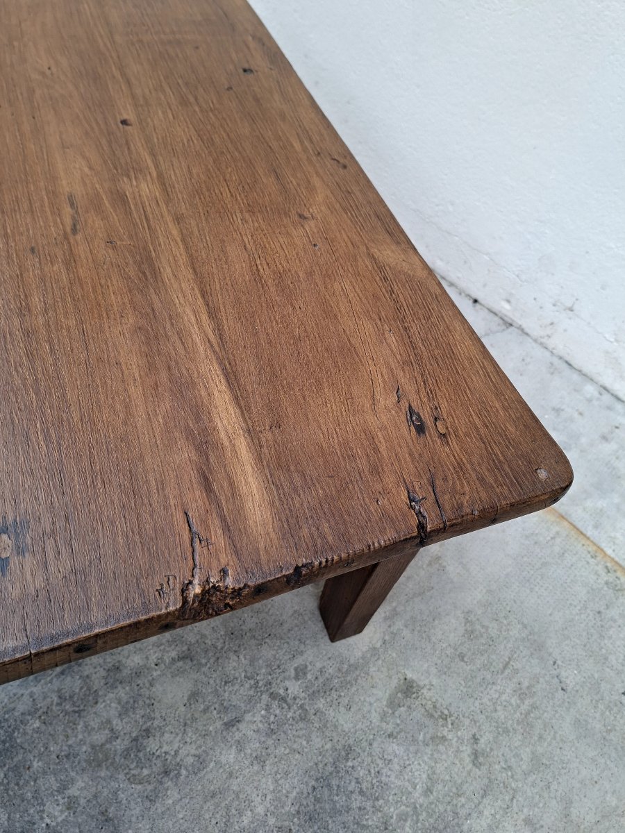 Antique Rustic Farmhouse Coffee Table, Made In The 1900s, Featuring Two Drawers On The Front -photo-7