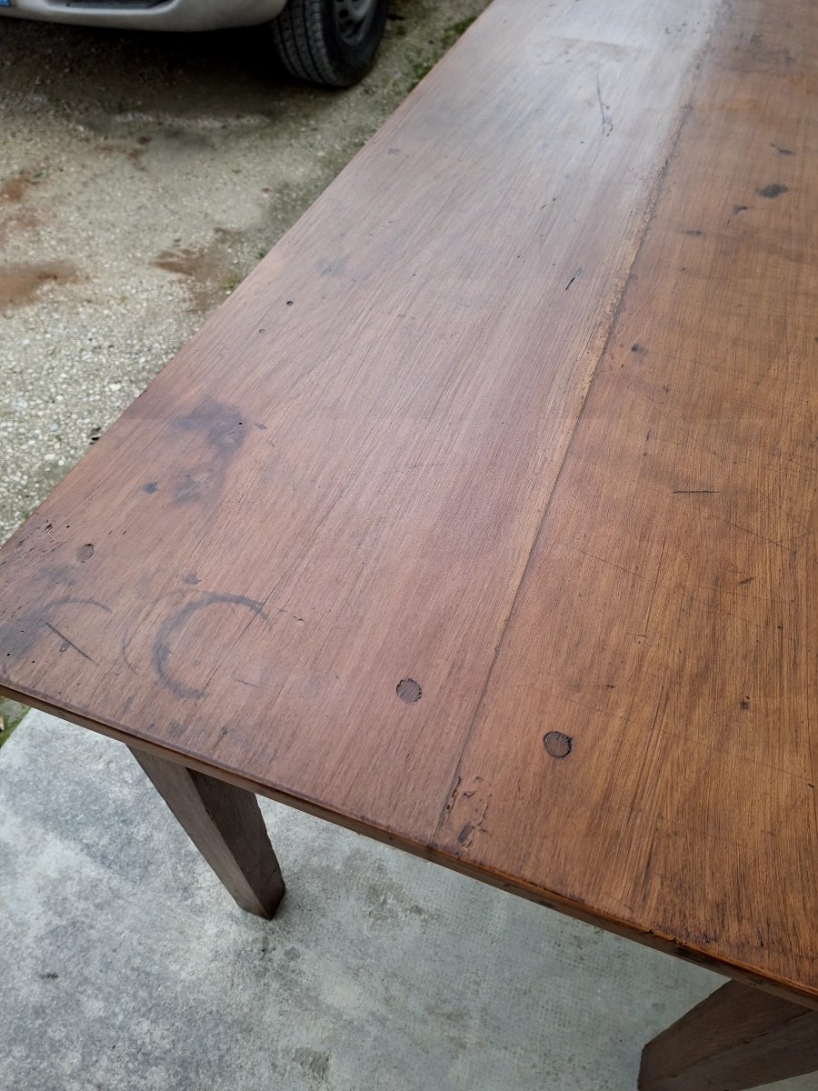 Antique Rustic Farmhouse Table With Two Drawers, Circa 1900s -photo-4