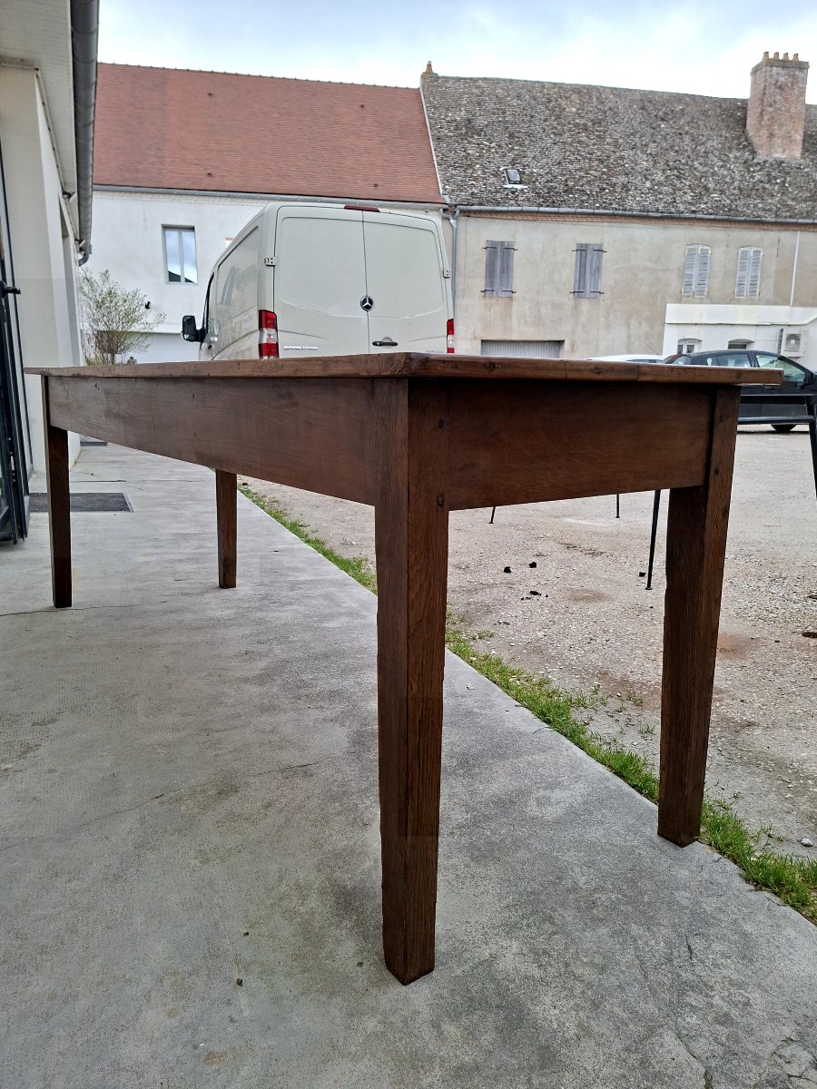 Antique Rustic Farmhouse Table With Two Drawers, Circa 1900s -photo-5