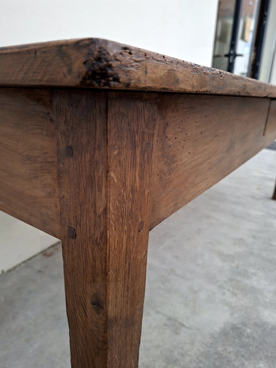 Antique Rustic Farmhouse Table With Two Drawers, Circa 1900s -photo-6