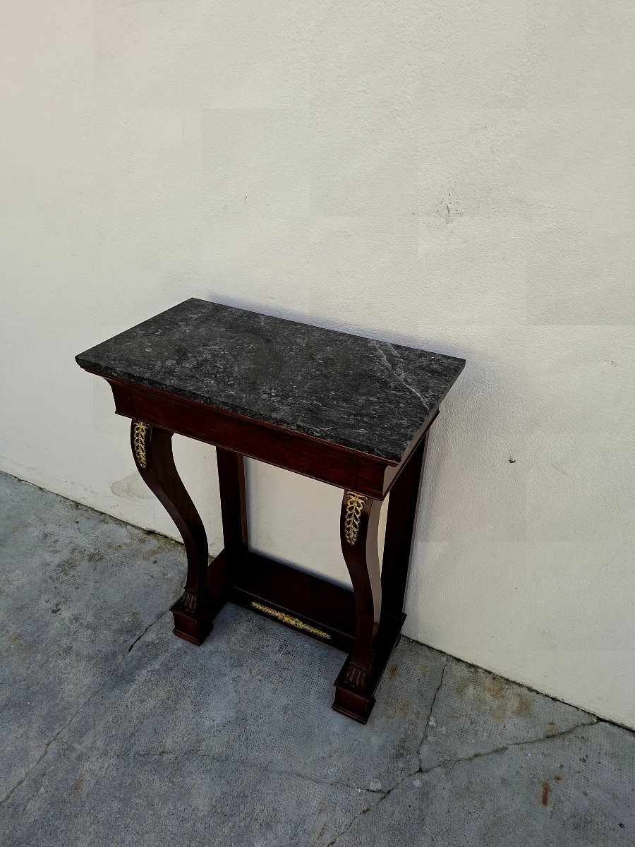 Petite Console style Empire en acoujou et marbre -photo-4