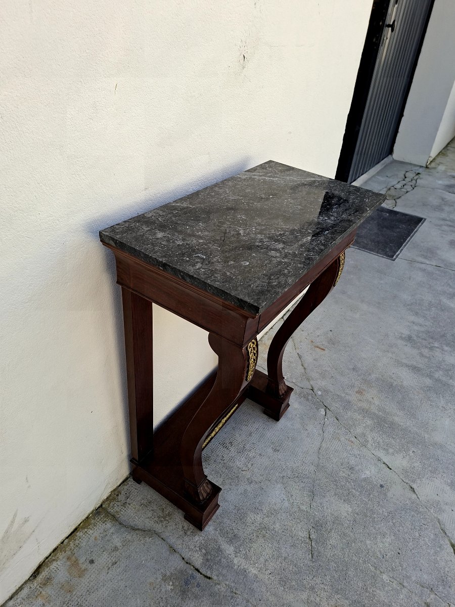 Petite Console style Empire en acoujou et marbre -photo-3