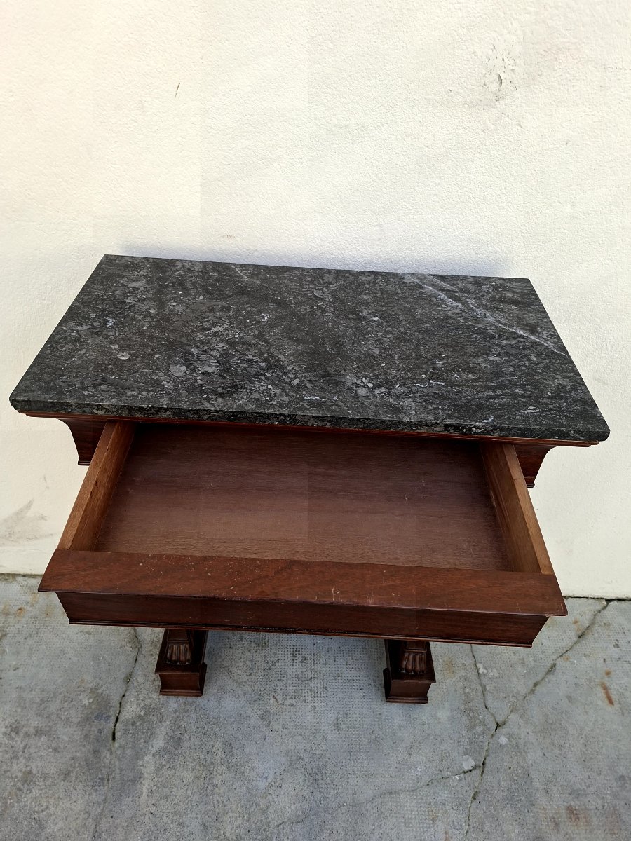 Petite Console style Empire en acoujou et marbre -photo-4