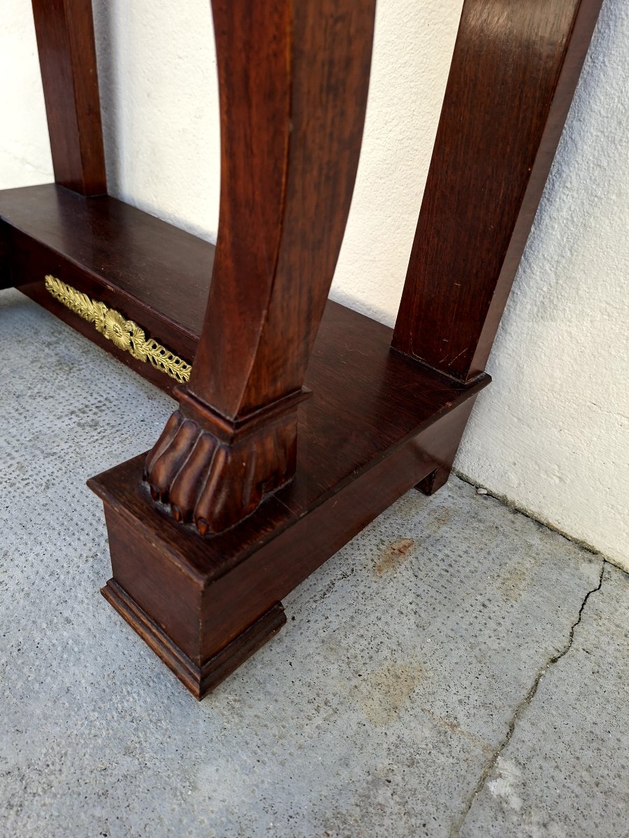 Petite Console style Empire en acoujou et marbre -photo-5