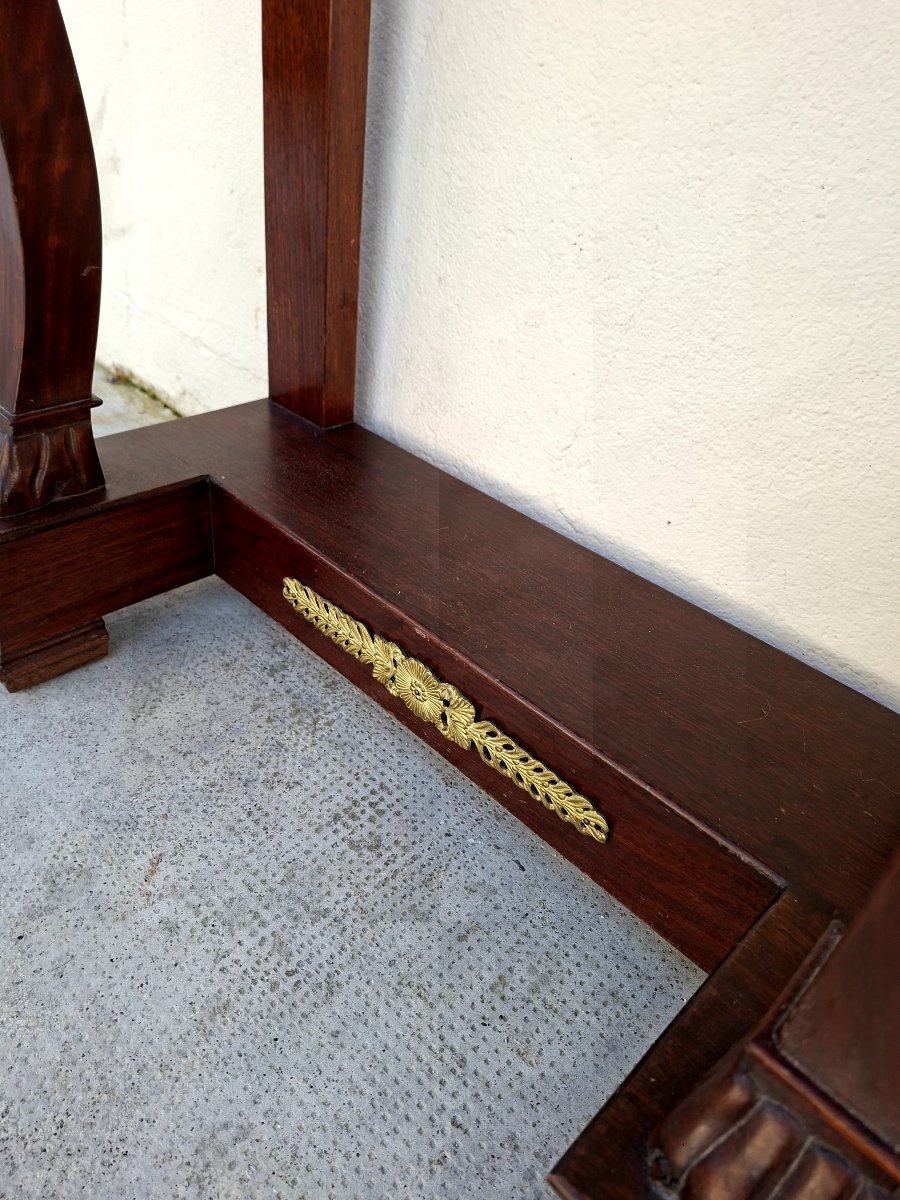 Petite Console style Empire en acoujou et marbre -photo-7