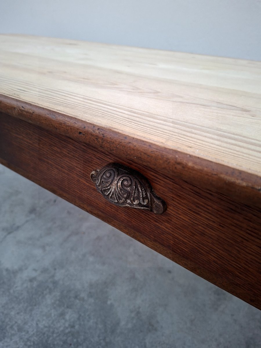 Louis Philippe Style Farm/trade/shop Table With 2 Drawers -photo-8