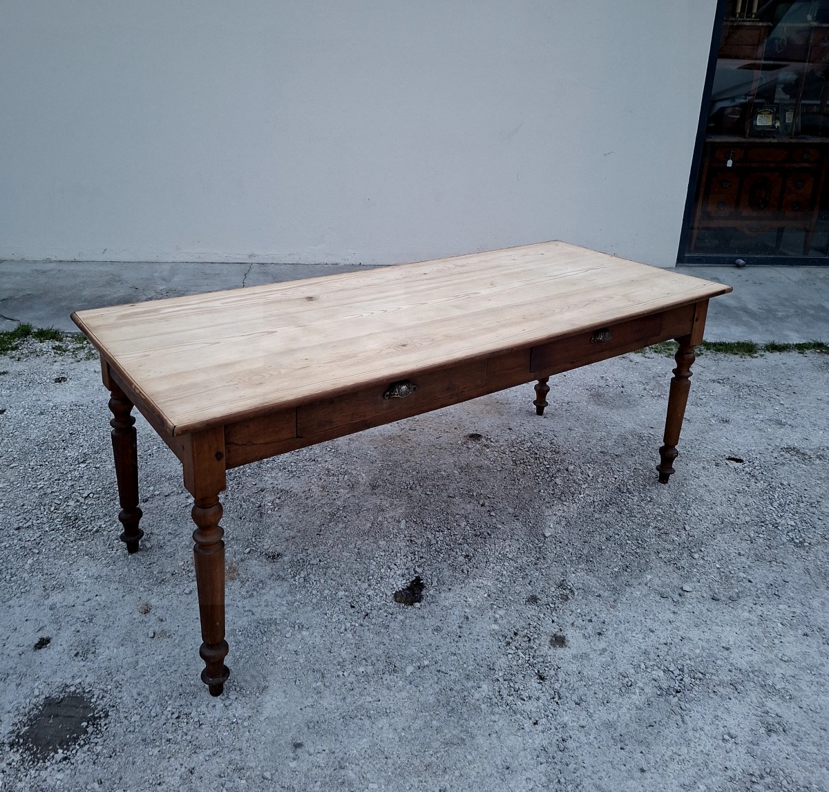 Louis Philippe Style Farm/trade/shop Table With 2 Drawers 