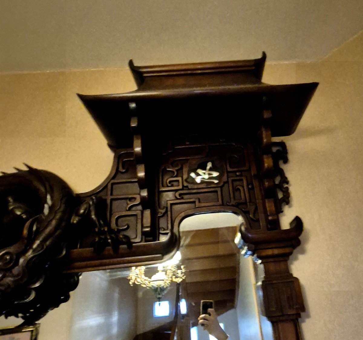 Gabriel Viardot In The Style Of A Large Japanese-inspired Mirror From The 1900s -photo-2