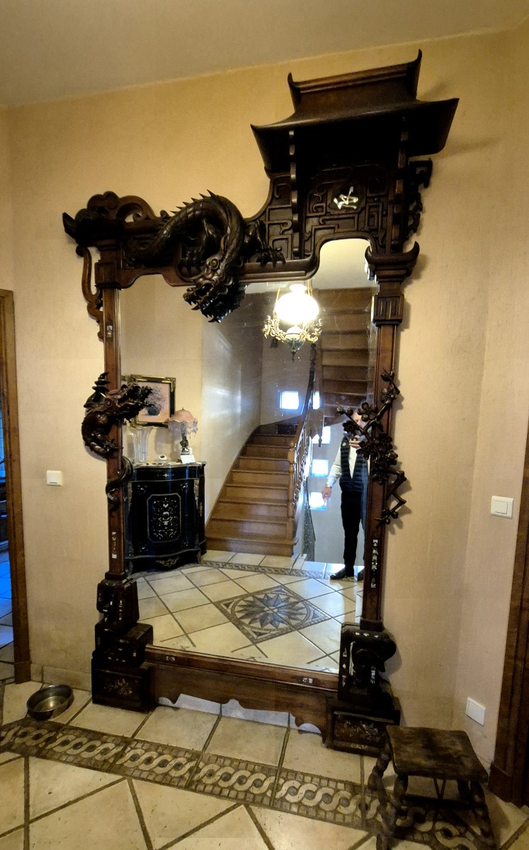 Gabriel Viardot In The Style Of A Large Japanese-inspired Mirror From The 1900s 