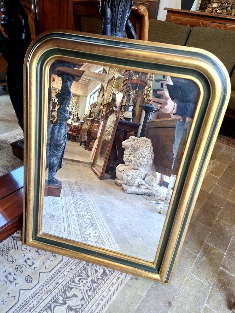 Miroir Style Louis Philippe noir et dorée -photo-2