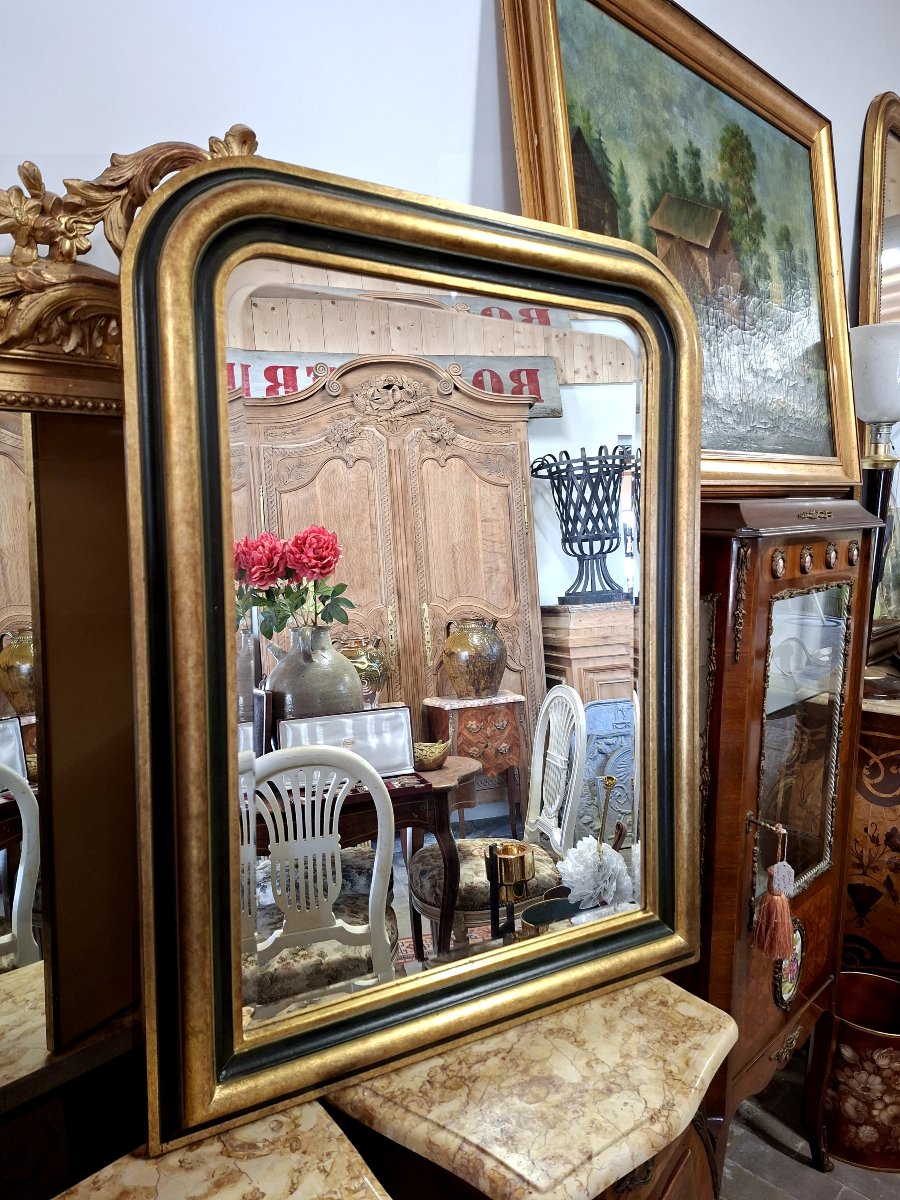 Miroir Style Louis Philippe noir et dorée -photo-3