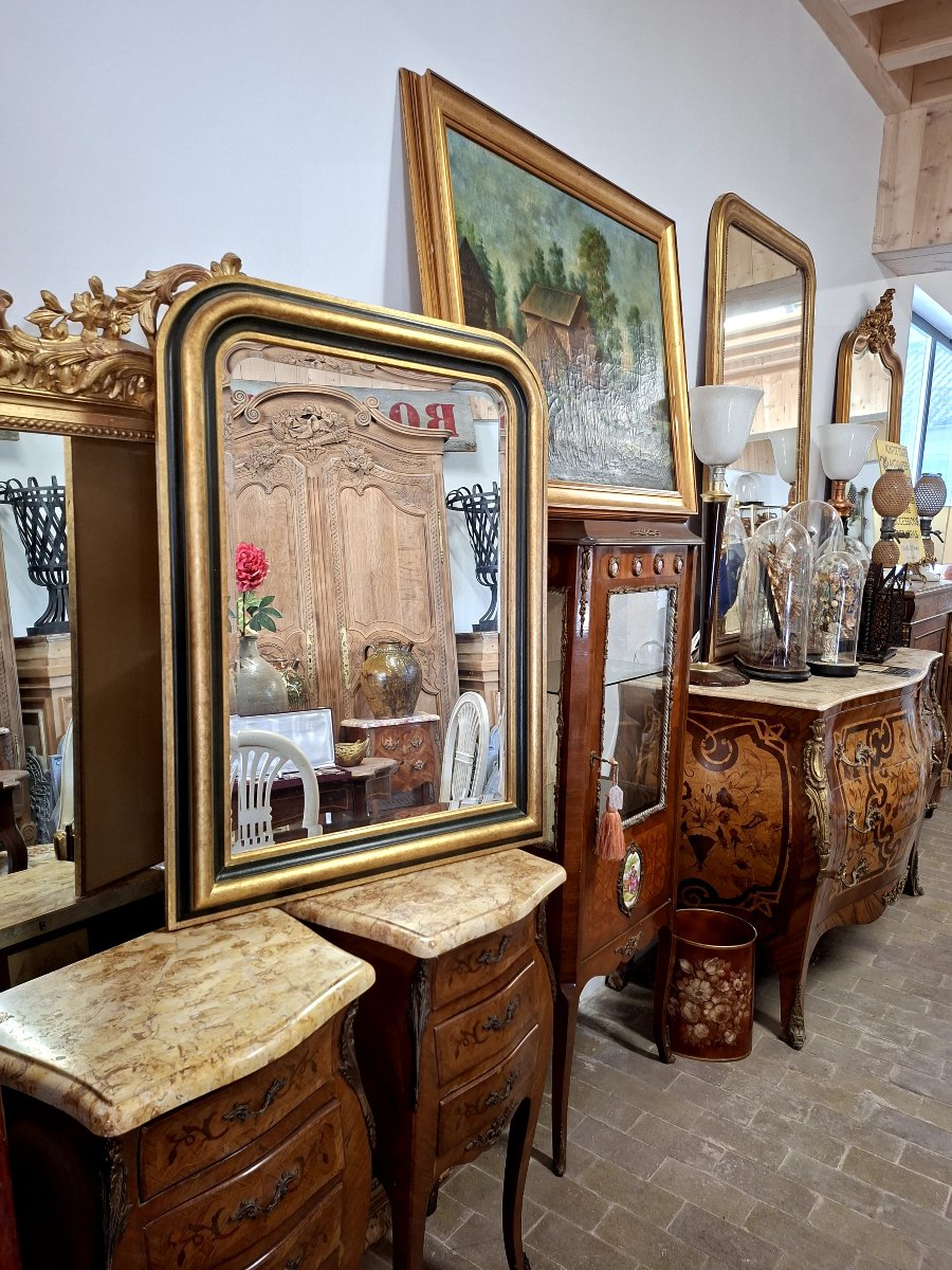 Miroir Style Louis Philippe noir et dorée -photo-4