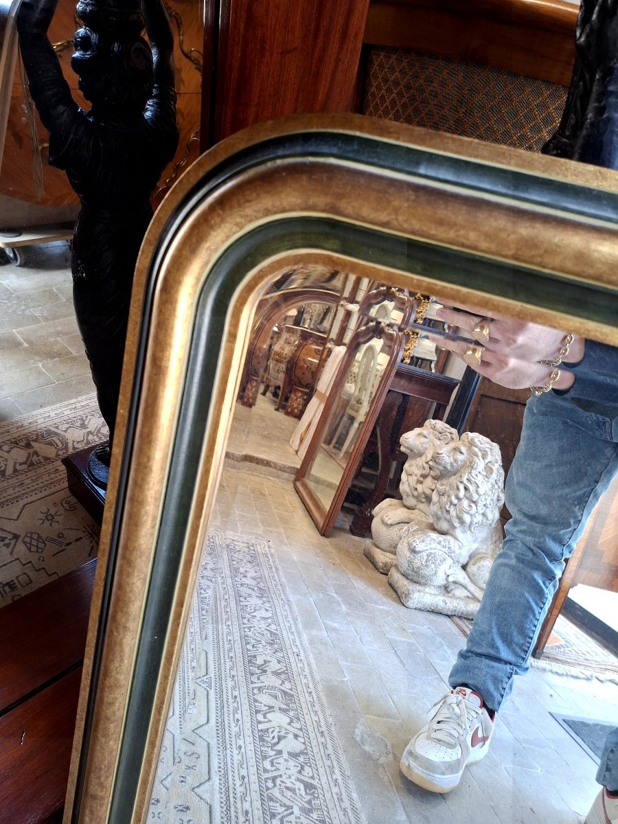 Miroir Style Louis Philippe noir et dorée -photo-2