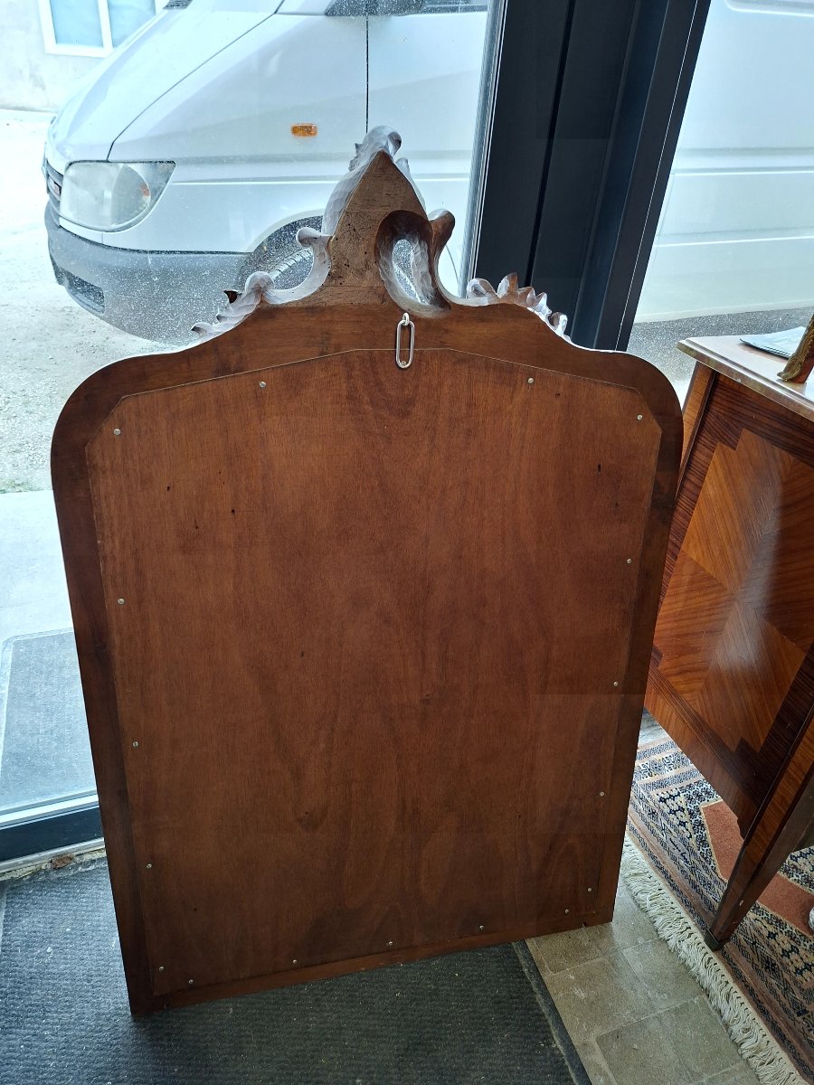 Miroir Style Louis XV en noyer massif décors coquille -photo-2