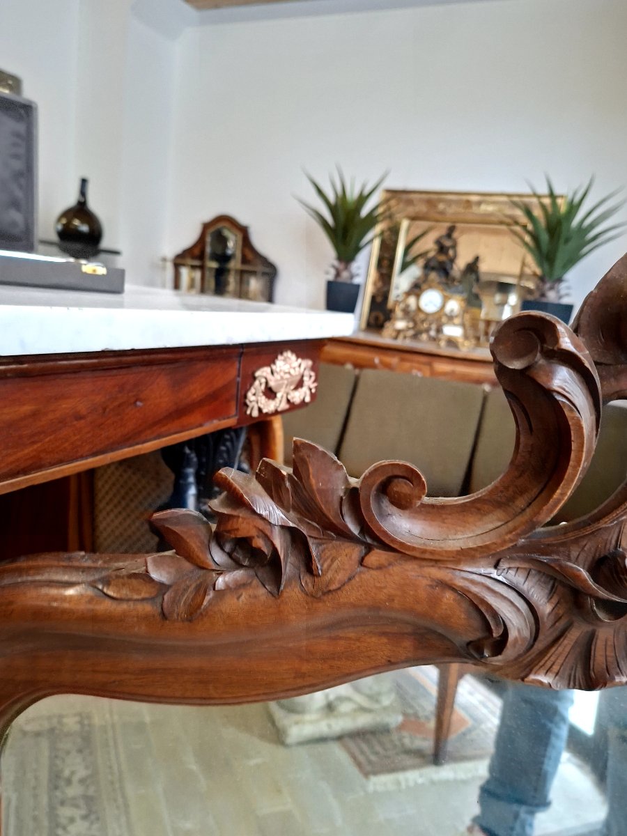 Miroir Style Louis XV en noyer massif décors coquille -photo-7