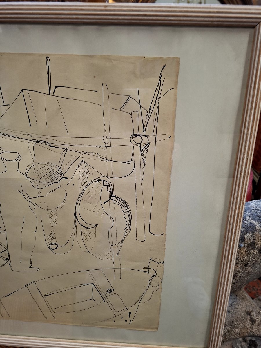 Raymond Espinasse (1897-1985) Painting "nets At Pointe-courte" Signed And Dated 1949-photo-5