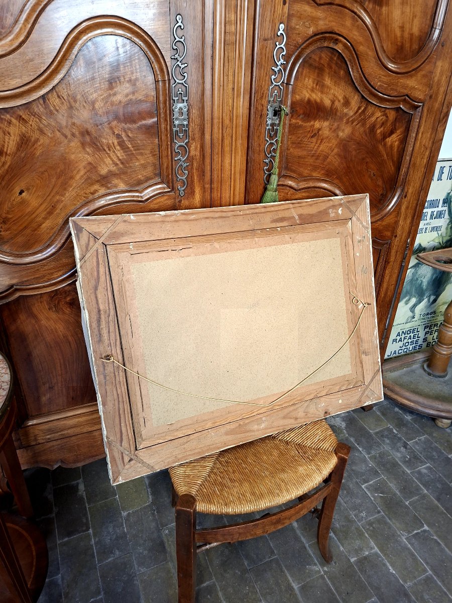 Paul Henry Lafon, Painting Of A Boat In The Harbor, Mixed Media On Paper, Signed -photo-3