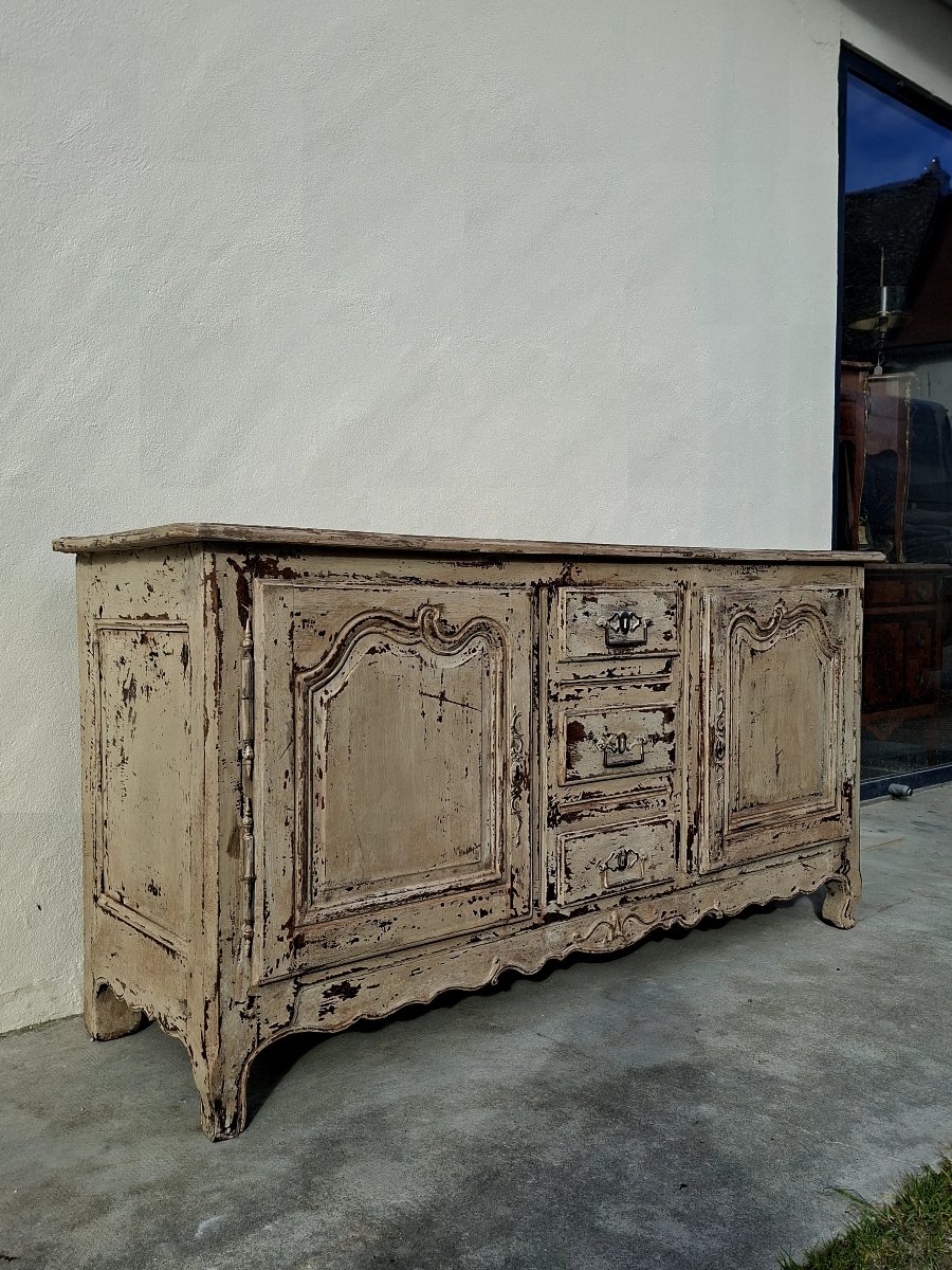 Enfilade buffet d'époque Louis XV 18éme en chêne massif patiné -photo-4