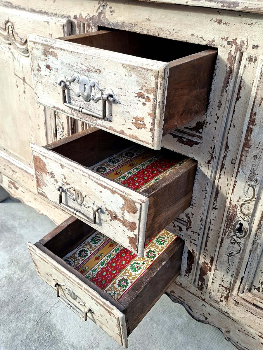 Enfilade buffet d'époque Louis XV 18éme en chêne massif patiné -photo-4