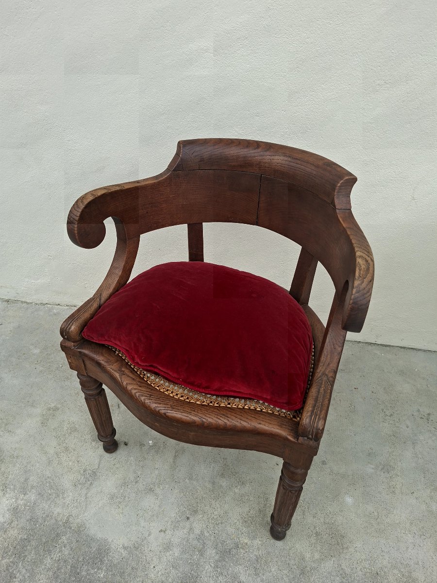 Fauteuil de bureau en chêne massif style Louis Philippe -photo-3