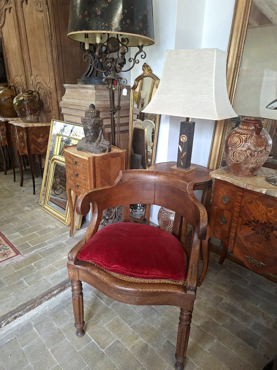 Fauteuil de bureau en chêne massif style Louis Philippe -photo-4
