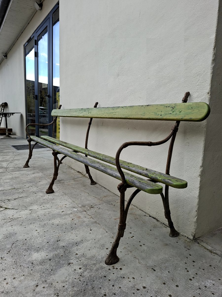Banc de Jardin en fonte grand modèle avec accoudoirs 19éme de Maison Bourgeoise -photo-4