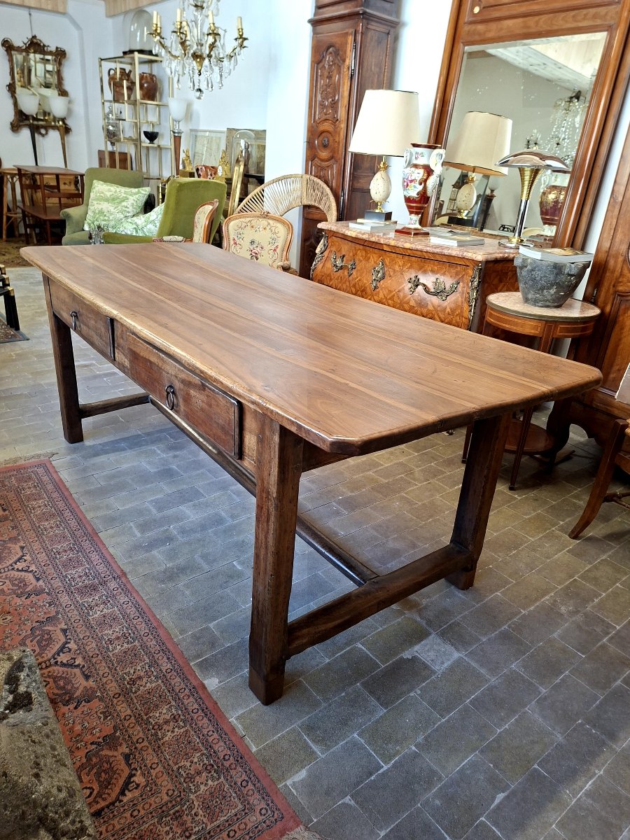 Table de Ferme Bourguignonne ancienne époque 18éme en Fruitier estampillé 2m04-photo-2