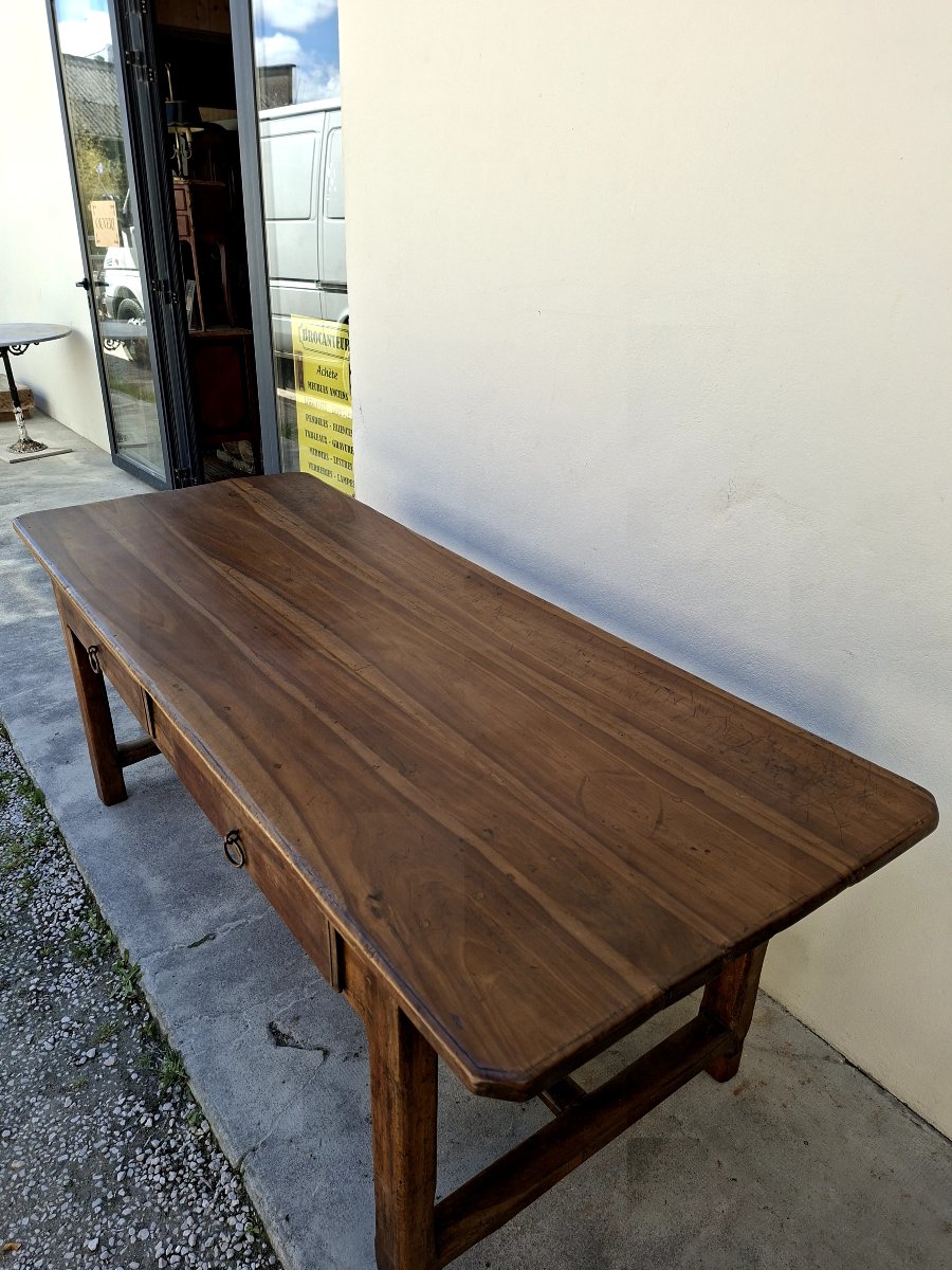 Table de Ferme Bourguignonne ancienne époque 18éme en Fruitier estampillé 2m04-photo-3