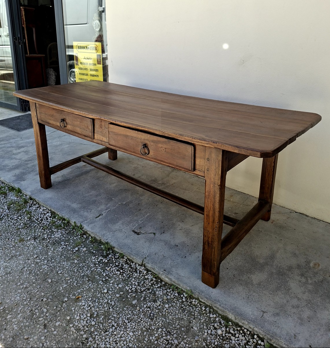 Table de Ferme Bourguignonne ancienne époque 18éme en Fruitier estampillé 2m04