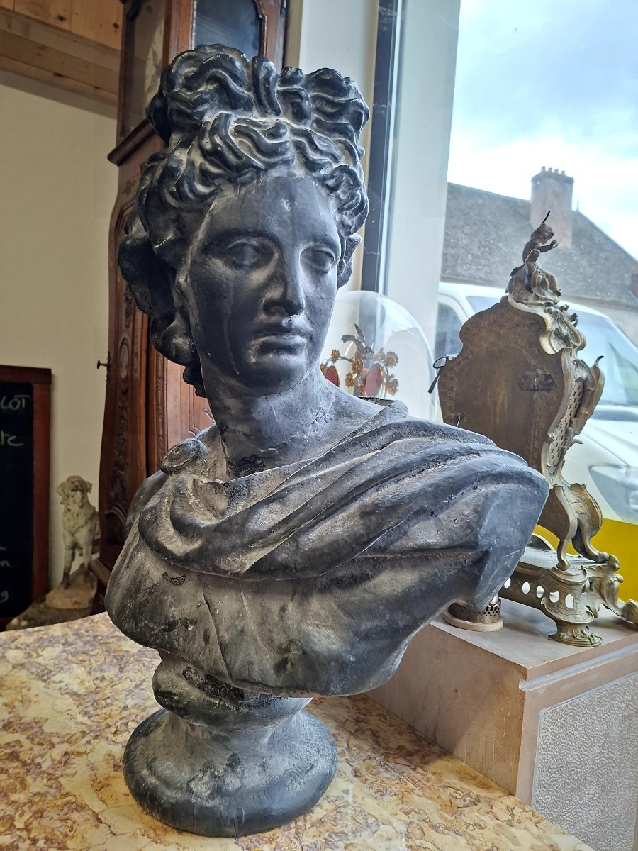 Statue Buste D'Apollon Dieu Grec en fonte -photo-3
