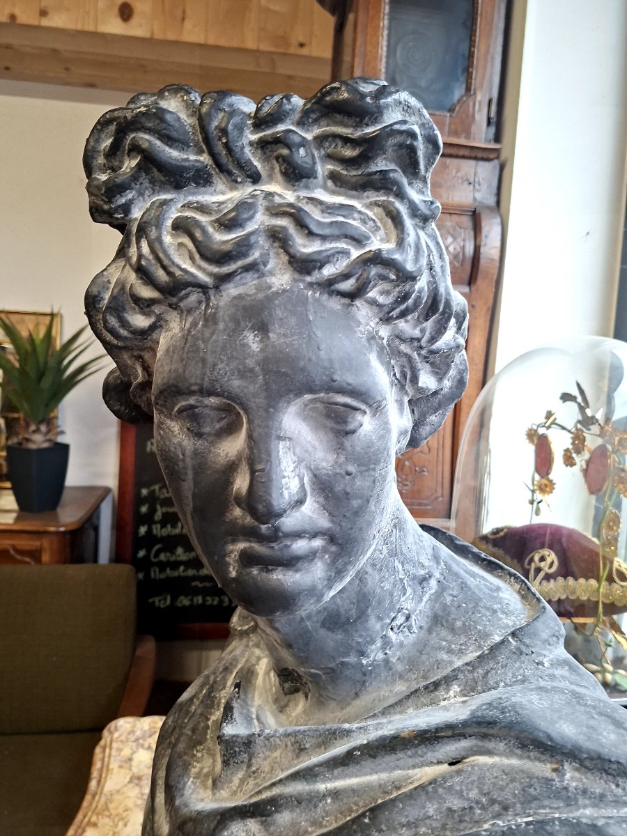 Statue Buste D'Apollon Dieu Grec en fonte -photo-3