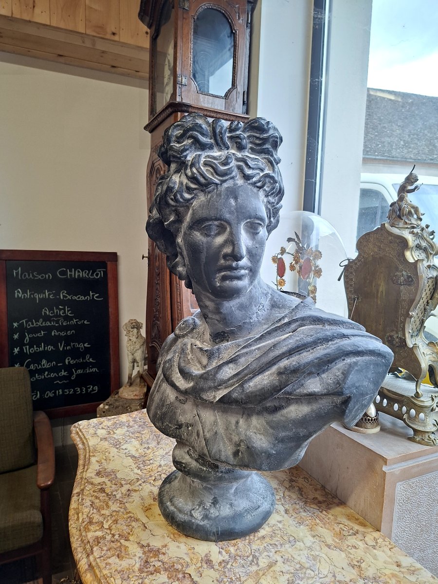 Statue Buste D'Apollon Dieu Grec en fonte 