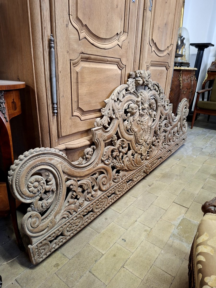 Fronton Headboard Richly Carved 18th Century Woodwork-photo-3