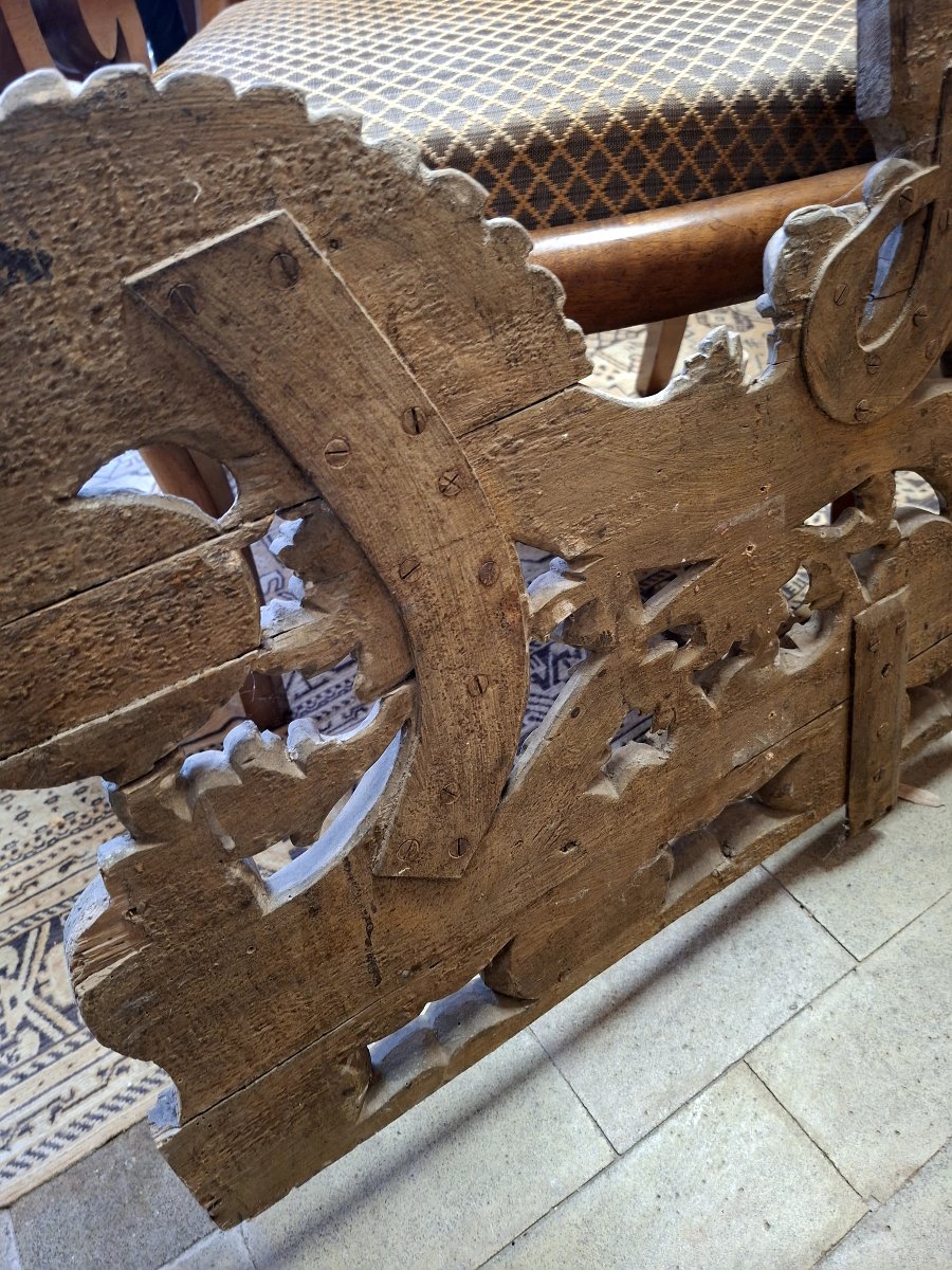 Fronton Headboard Richly Carved 18th Century Woodwork-photo-6