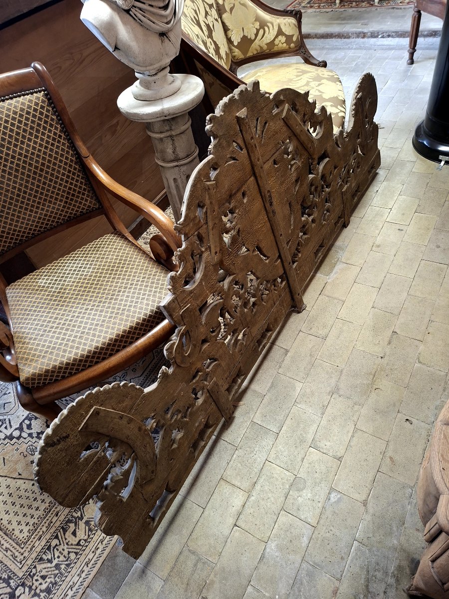 Fronton Headboard Richly Carved 18th Century Woodwork-photo-7
