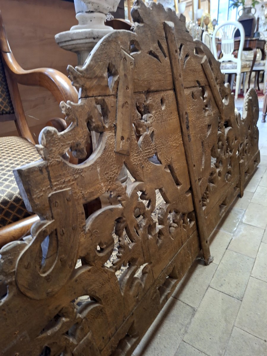 Fronton Headboard Richly Carved 18th Century Woodwork-photo-8